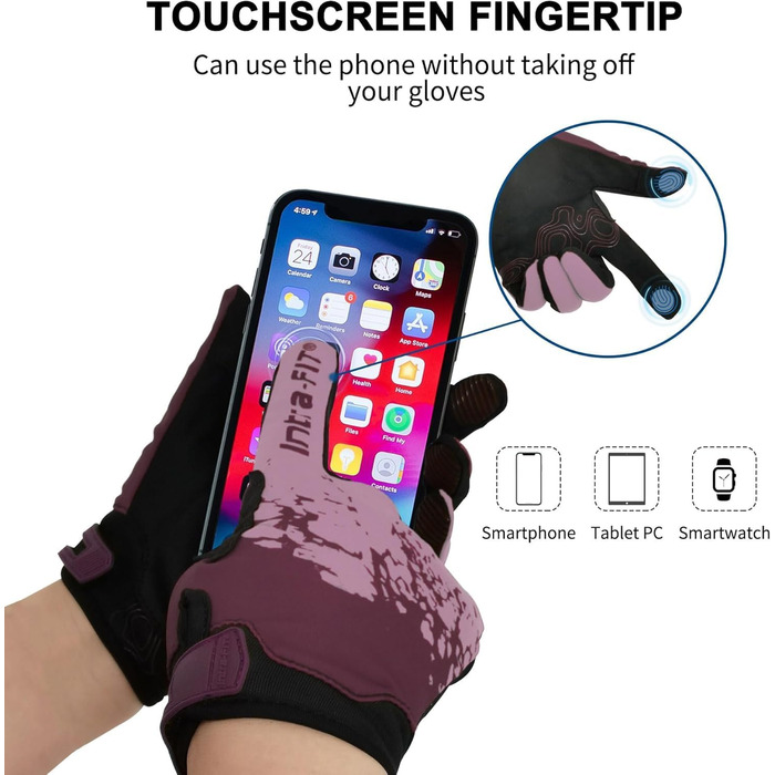 Рукавички для велосипеда для чоловіків та жінок, сенсорні, дихаючі, легкі, гоночні, для активного відпочинку, фіолетовий M