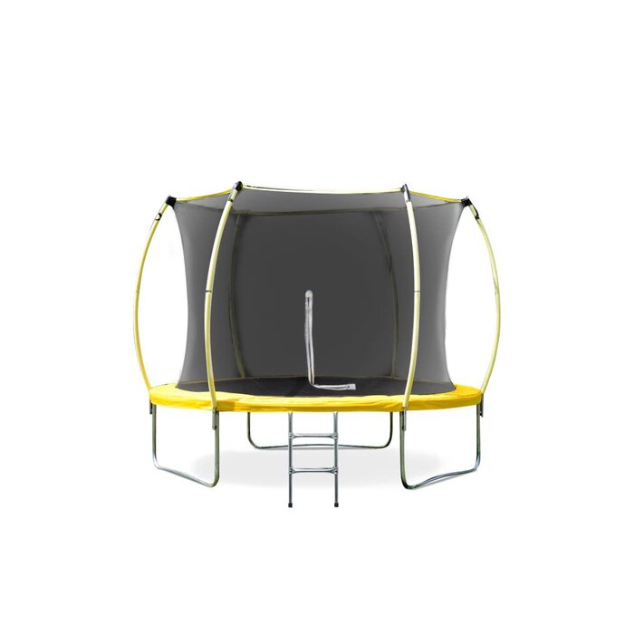 Дитячий батут Kinder Oval 3050 з сіткою безпеки, м'яким бортиком та оцинкованою конструкцією, жовтий