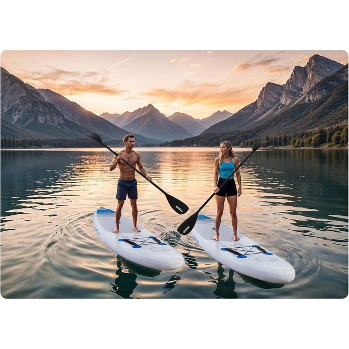 Надувний SUP-борд Neo-Sport Stand Up Paddle Board 10.6 (білий) з аксесуарами: насос, весло, страховка, рюкзак
