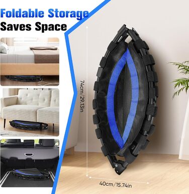 Трамплін для фітнесу в приміщенні, складаний, Ø101см, 150 кг, стабільний, тихий, блакитний