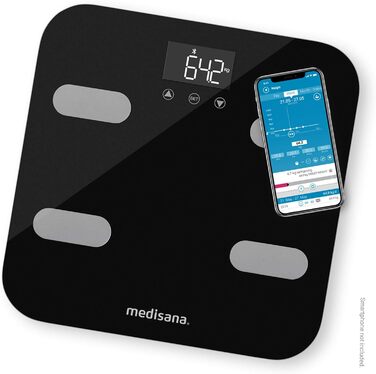 Ваги-аналізатор Medisana BS 602 до 180 кг з Wi-Fi/Bluetooth, для вимірювання жиру, води, м'язової та кісткової маси, сумісні з додатком VitaDock+