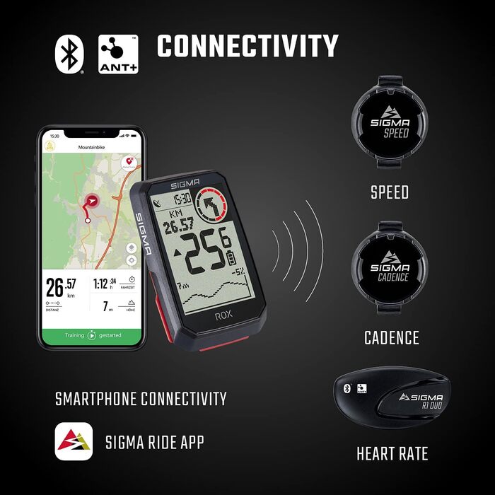 Велокомп'ютер SIGMA SPORT ROX 4.0 Чорний, бездротовий, GPS-навігація, висотомір, тримач у комплекті