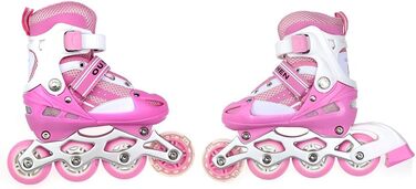 Дитячі ролики Supfine – зручні ролики з підсвічуванням, регульовані розміри 31-38, для дівчаток та хлопчиків (рожеві, S:31-34)
