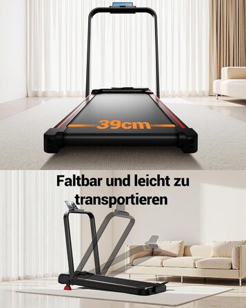 Бігова доріжка Lontek для дому, складана з нахилом 15%, Walking Pad до 136 кг, з пультом - чорна