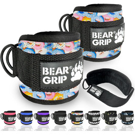 Петлі для ніг BEAR GRIP з неопрена з хутром, подвійні D-кільця з нержавіючої сталі, міцна застібка, для тренування преса, сідниць і ніг, пара