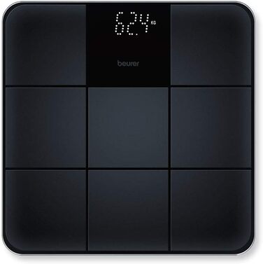 Beurer GS 235 електронна скляна вага для людей з Magic-Display, антиковзка матова поверхня під плитку, автоматичне вмикання/вимикання, чорна