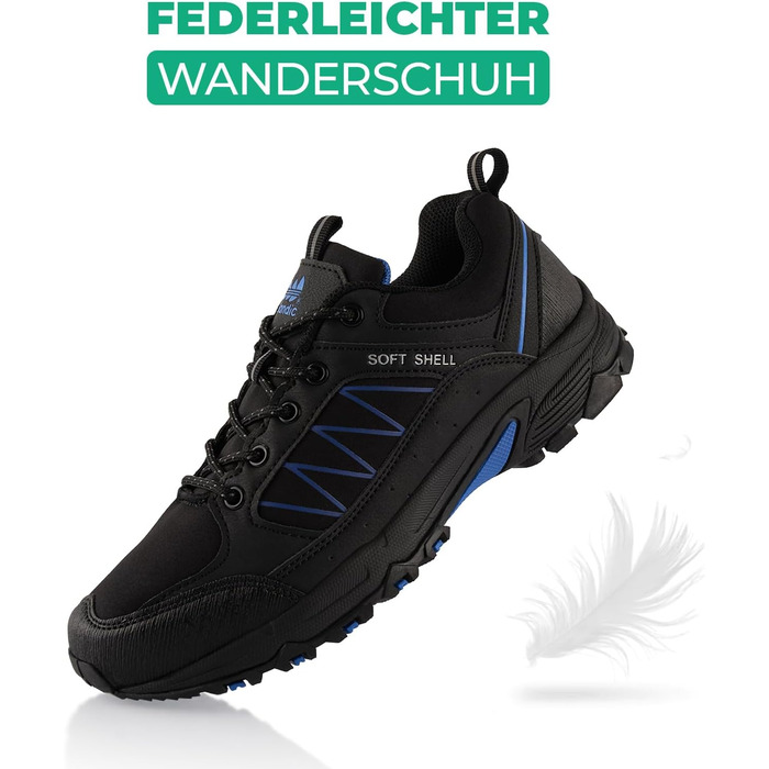Черевики для трекінгу та трейлраннінгу Softshell для жінок та чоловіків. Розмір 42 EU, чорно-синій колір