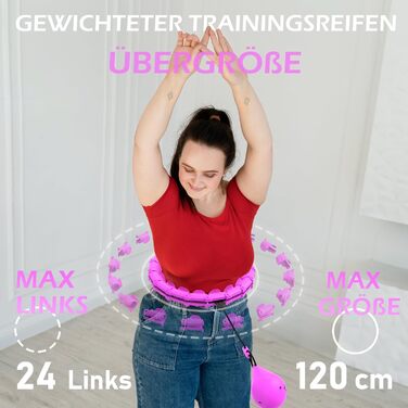 Обруч для схуднення з ваговим кільцем Smart Hoop для дорослих та початківців, фіолетовий, 120 см (77-132 см)