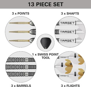 Дарти сталеві Target Darts Redux 90% Tungsten (26G, 23/24/25/26G) з оперенням Pro Ultra Nr. 6 та шафтами Pro Grip - комплект