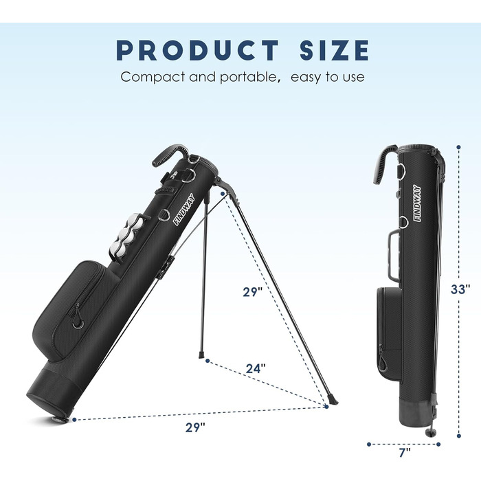 Сумка для гольфу Findway: сталева сумка з ременями, легка та міцна, для тренувань та гри, 80 см (PBK)