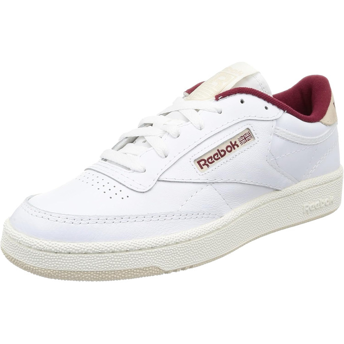 Кросівки Reebok Club C 85 - класичні білі, шкарлатно-коричневі, унісекс, 34.5 EU