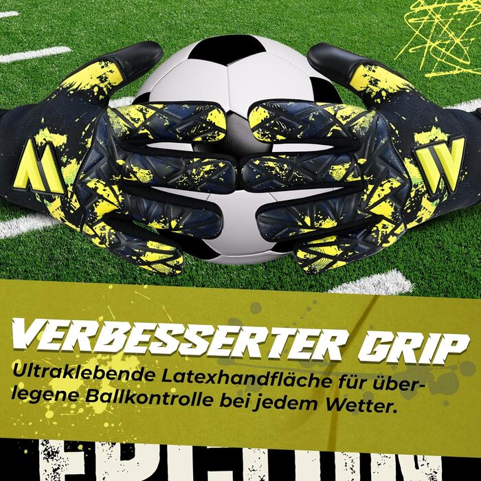 Дитячі та юніорські рукавички воротаря з латексної піни, чорні. Дихаючі та зручні рукавички для хлопчиків та дівчаток.