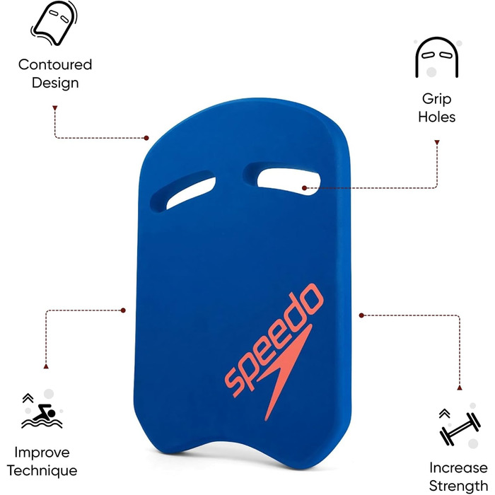 Плавальна дошка Speedo для дорослих, неонова мандаринова/синій вогонь, універсальний розмір