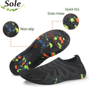 Чоловічі та жіночі аквашузи для плавання та відпочинку на воді, швидко сохнуть, легкі, дихаючі (45 EU, чорний)