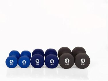 Набір гантелей 18 кг, 3 пари неопрена для фітнесу: 2×2 кг, 2×3 кг, 2×4 кг