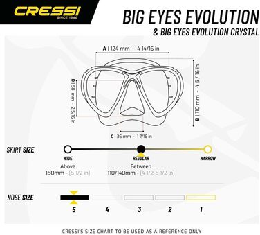 Маска для дайвінгу та снорклінгу Cressi Big Eyes Evolution для чоловіків
