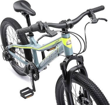Дитячий гірський велосипед BIKESTAR 20 дюймів, алюмінієвий, 7-ступінчаста Shimano, дискові гальма, амортизаційна вилка, для дітей 6-9 років