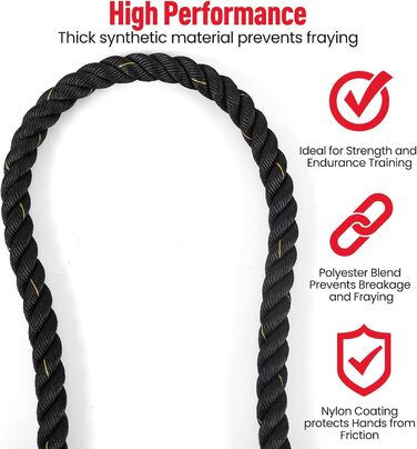 Битва-канат Ultrasport Battle Rope: 9м для силової витривалості та м'язового розвитку, канат для функціональних тренувань