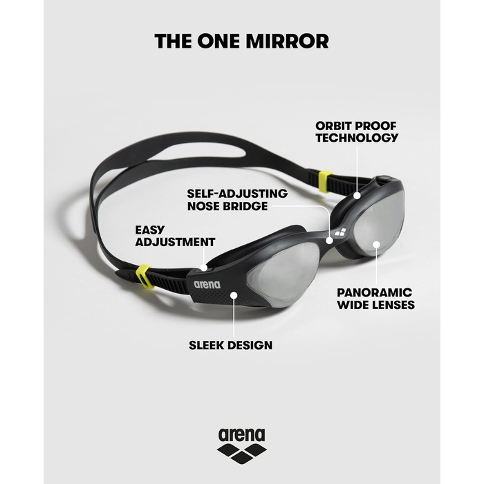 Унісекс окуляри для плавання ARENA The One Mirror, дзеркальні, універсальний розмір, зелені