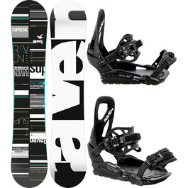 Комплект для сноуборду: сноуборд Raven Supr Black/Mint 151 см + кріплення Raven s230 Black S/M, для чоловіків, преміум-якість