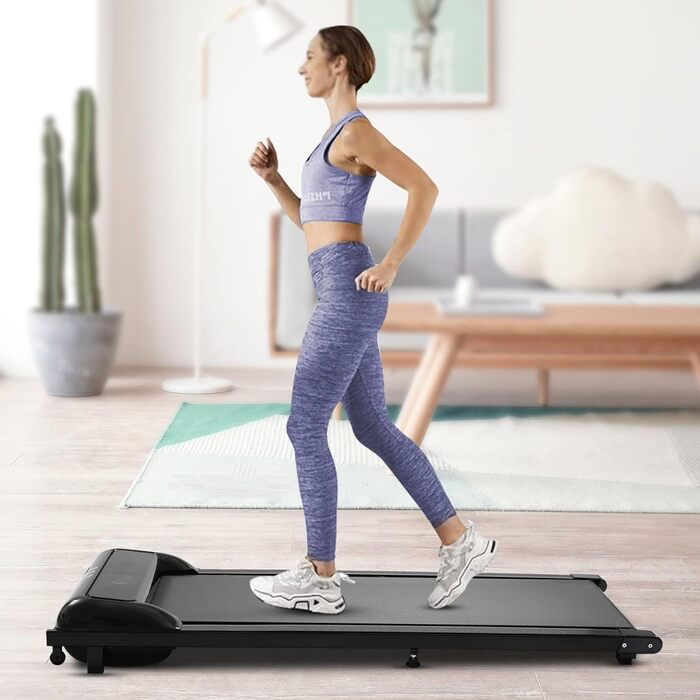 Доріжка Walking Pad для ходьби під стіл, компактна бігова доріжка для дому та офісу з LCD-дисплеєм і пультом, чорна