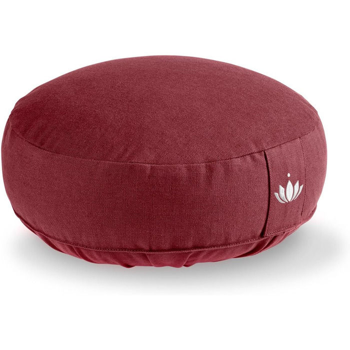 Медитаційне подушечка Lotuscrafts® з низькою посадкою 10 см, круглий, з дінковим наповнювачем, сертифікат GOTS (Бордовий)