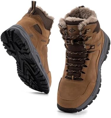 Зимові черевики JackShibo для чоловіків та жінок: водонепроникні, утеплені, антиковзаючі, для походів та трекінгу, 42 EU, коричневі