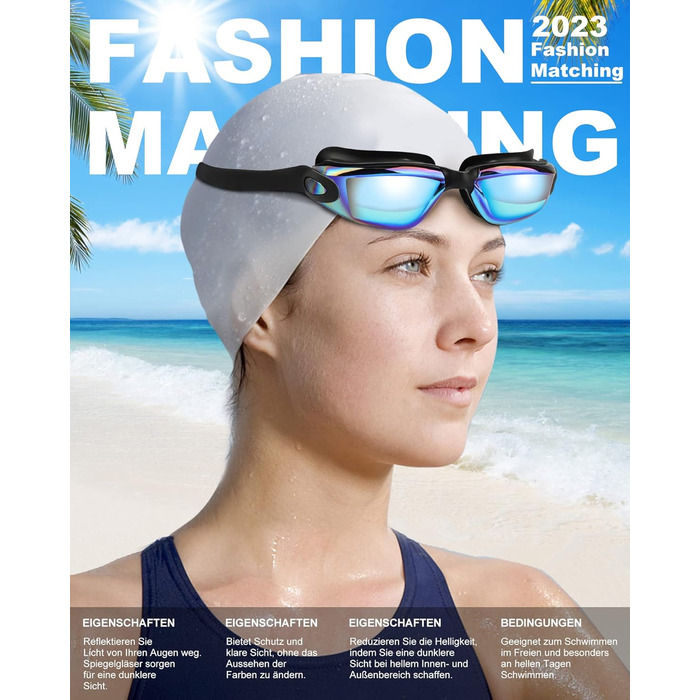 Окуляри для плавання Zerhunt для чоловіків, жінок, дітей. Антизапарні, з захистом від УФ. Окуляри для дайвінгу та водного спорту. Подарунок для чоловіків, жінок, дівчаток та хлопчиків 10+