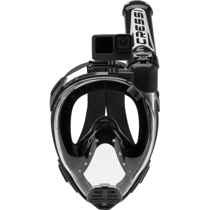 Маска для снорклінгу Cressi Duke Full Face - повна маска з трубкою, чорна, S/M