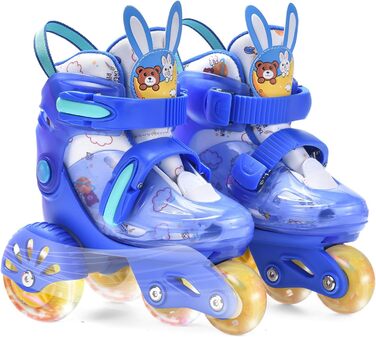 Ролики дитячі ERNAN, регульовані, для дівчаток та хлопчиків, безпечні ролики для початківців з великими колесами (Blue, S)