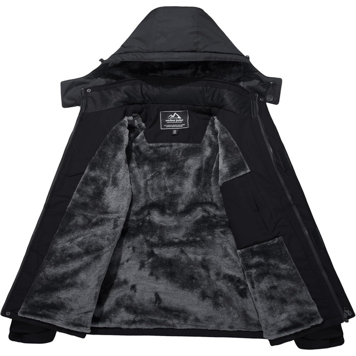 Чоловіча зимова куртка MAGCOMSEN з флісовою підкладкою, водонепроникна та вітронепроникна, тепла софтшел куртка для активного відпочинку з капюшоном, чорний/сірий колір