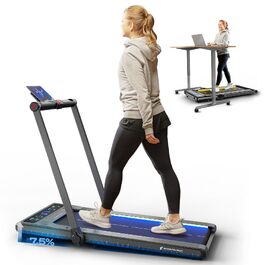 Складана бігова доріжка Sportstech sWalk Plus 2in1 Walking Pad, до 12 км/год, з регулюванням нахилу, Bluetooth App, LED-дисплеєм, двигун 3.5 к.с., до 130 кг, чорна