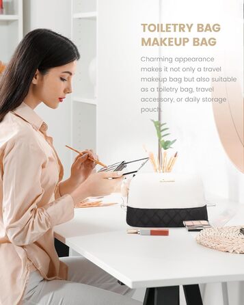 Сумка-мішок LOVEVOOK для жінок: дорожня, спортивна, з відділенням для взуття та мокрих речей, 2 шт. (35л, бежевий/чорний)