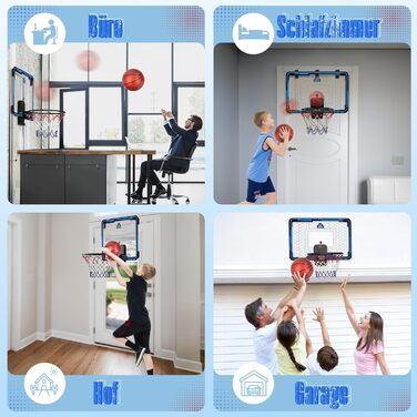 Складний баскетбольний кошик Hot Bee 60x40 см з LED-лічильником, для дверей, для дітей і дорослих, 2 м'ячі, для дому, спальні, офісу, подарунок хлопцю 12-18 років