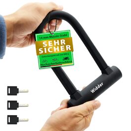 Надійне велозамк WIDDER: сталевий трігер 14 мм, висока безпека, 800 г, з кріпленням та 3 ключами, для електровелосипедів, скутерів та шосе