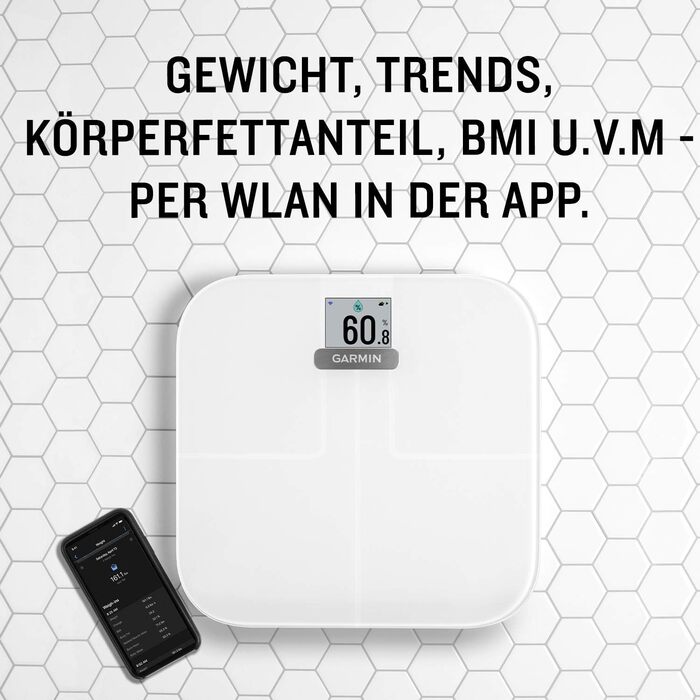 Ваги розумні Garmin Index S2 Чорні: вимірювання ваги, тренду, жиру, м'язів, BMI, Wi-Fi, синхронізація з Garmin Connect