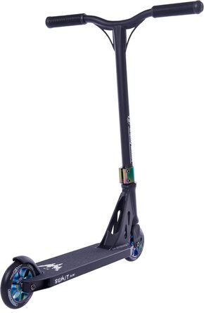 Трюковий самокат Longway Summit Mini, професійний, 6061 T6 алюміній, ABEC 9, 110 мм колеса з алюмінієвим сердечником, чорний/нео-хром