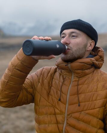 Термобутилка Terra Peak Premium 500 мл з нержавіючої сталі, подвійні стінки, герметична, для газованої води, ізольована, зберігає 24 год холод і 12 год тепло, спортивна пляшка для води, фітнесу та туризму