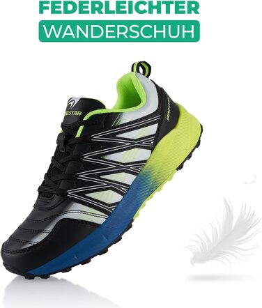 Черевики для піших прогулянок для жінок та чоловіків, трекінгові черевики, дихаючі, чорно-зелені (36 EU)