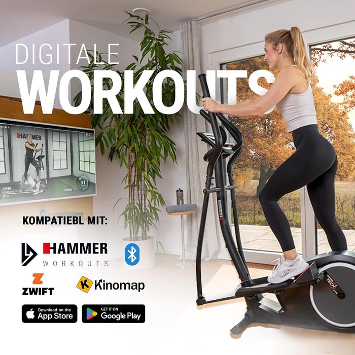 Еліптичний тренажер HAMMER Crosstech XTR BT з Glute Shaper та світлоіндикатором навантаження, 21 програма