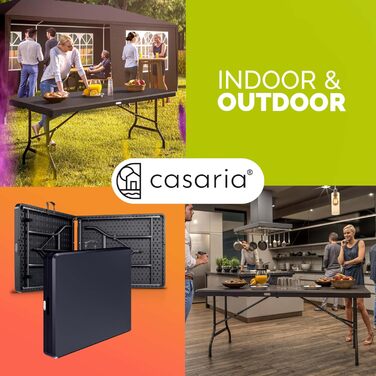 Стіл садовий розкладний Casaria® 183x76 см, пластик, 8 осіб, для саду, тераси, кемпінгу, балкону, буфетний стіл, антрацит