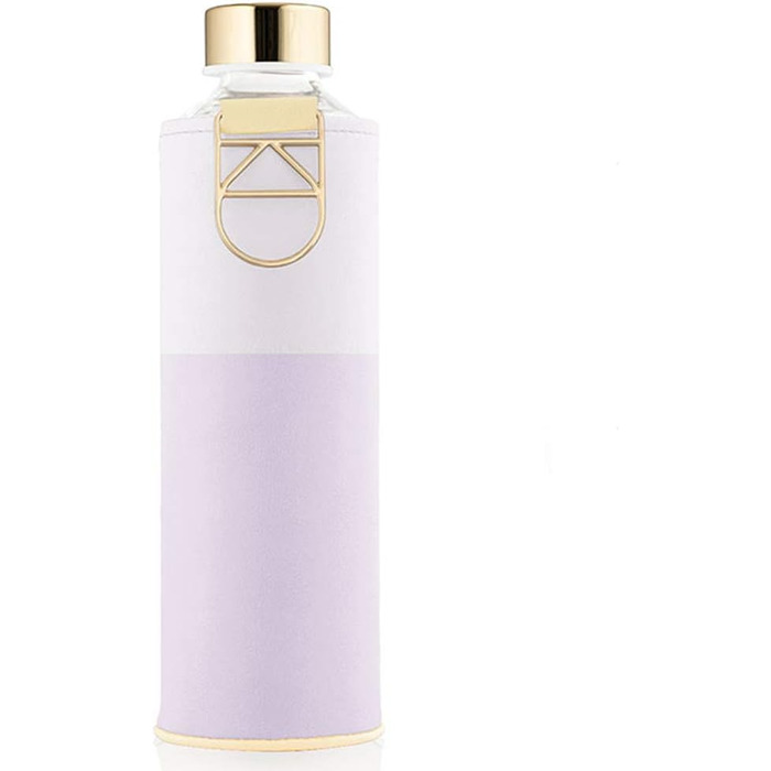 Велика пляшка для води EQUA 750 мл з боросилікатного скла, BPA-free, з ліловим чохлом зі штучної шкіри, не протікає