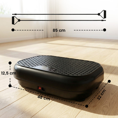 Віброплатформа з 120 рівнями інтенсивності, 5 програмами, пультом дистанційного керування та LED-дисплеєм для нарощування м'язової маси, чорного кольору