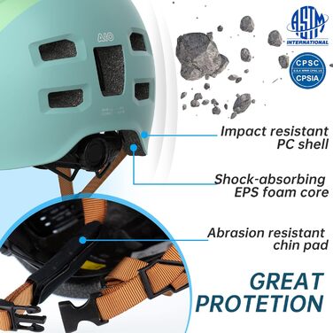 Шолом для скейтборду, самокату, BMX та електросамокату дитячий/унісекс Ultraleicht (Ультралегкий) Macaron Mintgrün L (57-61 см)