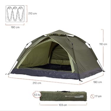 Намет Lumaland Camping - легкий намет Pop Up для 2-4 особи | Іглу-намет для кемпінгу, трекінгу та фестивалів | Водостійкий намет 210x190x110cm | Захист від вітру та сонця