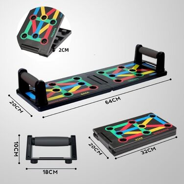 Багатофункціональна дошка для віджимань 12 в 1 з ручками, складаний тренажер для м'язів грудей, спини та плечей для дому, фітнес-набір для чоловіків та жінок