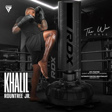 Стенд-боксерський мішок RDX 6FT (183 см) з рукавичками та чохлом, XXL, для ММА, кікбоксингу, боксу, муай-тай, чорний