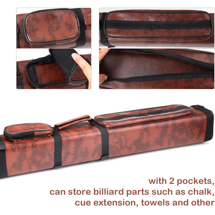 Чохол для більярдних київ: на 3 батти та 6 шесток, з екошкіри, жорсткий, коричневий