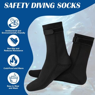 AOOSA Неопренові рукавички та шкарпетки для плавання, унісекс, 3 мм, чорні, M. Захист від ковзання, для дайвінгу, серфінгу, снорклінгу
