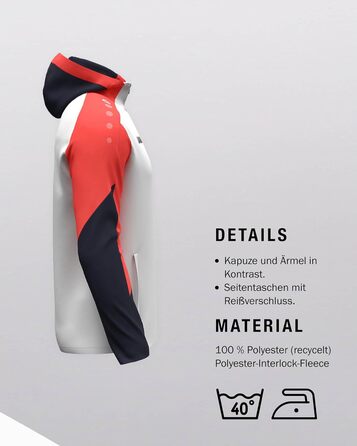 Чоловіча спортивна куртка з капюшоном JAKO Dynamic (S, білий/корал/темно-синій)